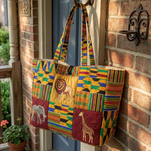 Savannah Wildlife Kente Quilted Classic Tote Bag NCU0NXD1825
