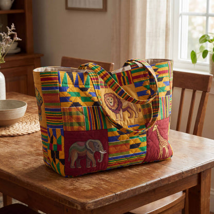 Savannah Wildlife Kente Quilted Classic Tote Bag NCU0NXD1825