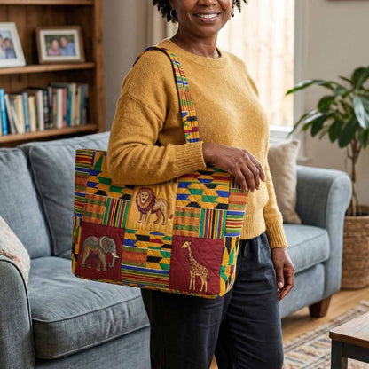 Savannah Wildlife Kente Quilted Classic Tote Bag NCU0NXD1825