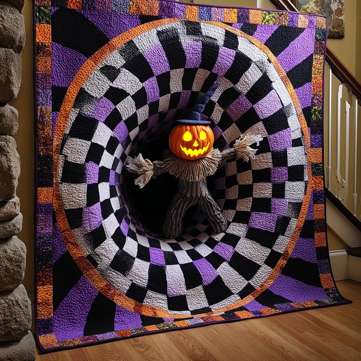 Scarecrow Lantern Portal Art Quilt Hanging NCU0DV2224