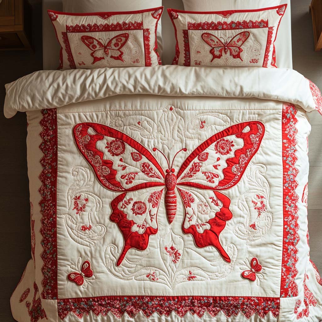 Scarlet Beauty 3-Piece Quilted Bedding Set NCU0NNT097