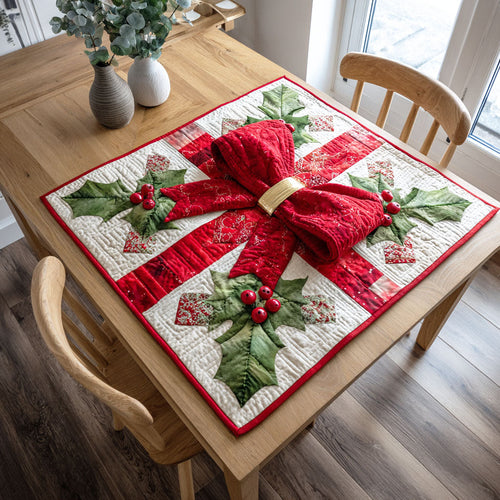 Scarlet Bow Quilted Table Topper NCU0NTD261