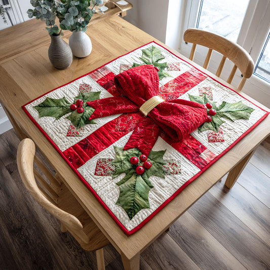 Scarlet Bow Quilted Table Topper NCU0NTD261