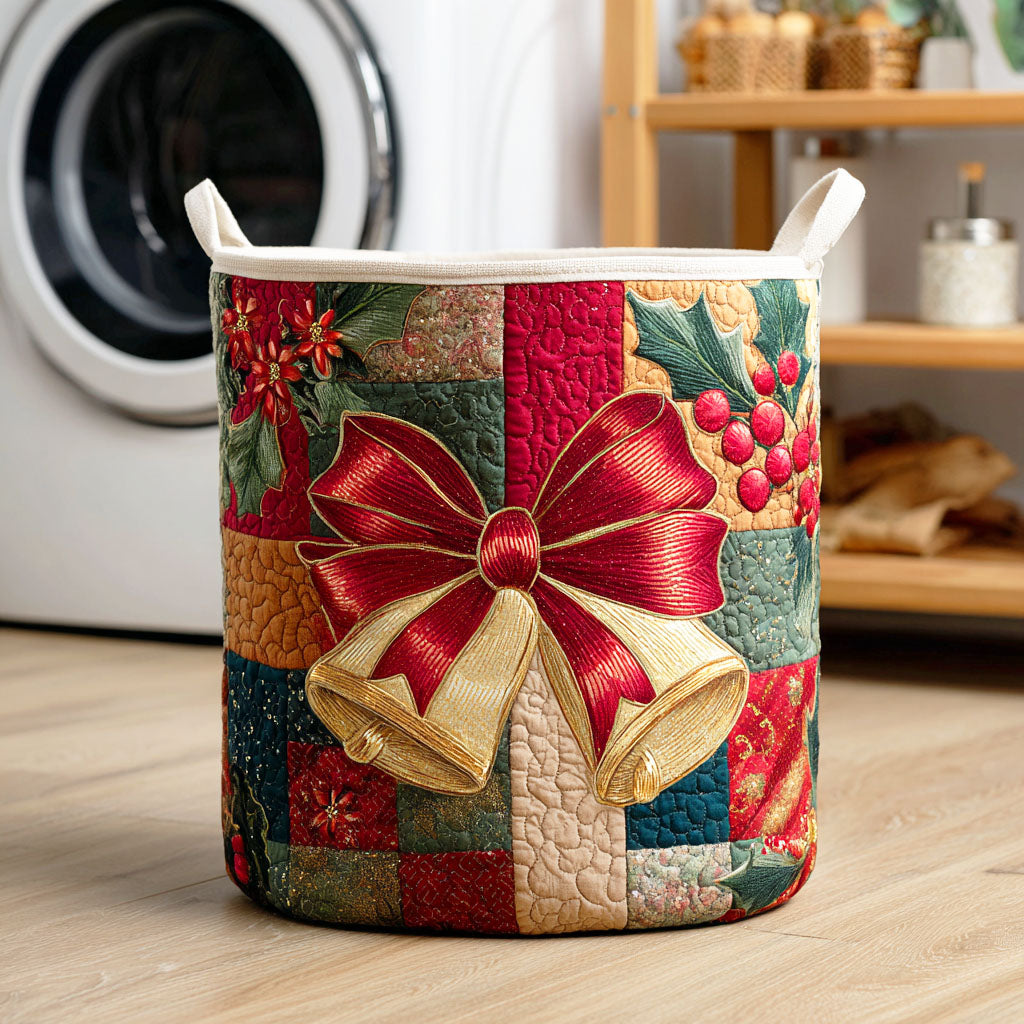 Scarlet Holiday Bow Quilted Laundry Basket NCU0NTD502