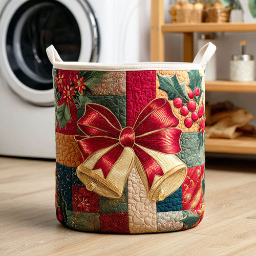 Scarlet Holiday Bow Quilted Laundry Basket NCU0NTD502