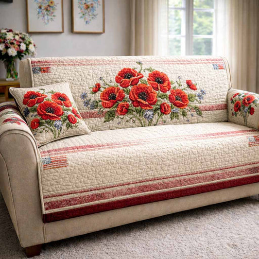 Scarlet Meadow Quilted Sofa Cover NCU0NXD1647