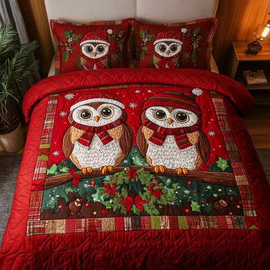 Scarlet Owls 3-Piece Quilted Bedding Set NCU0NT2302