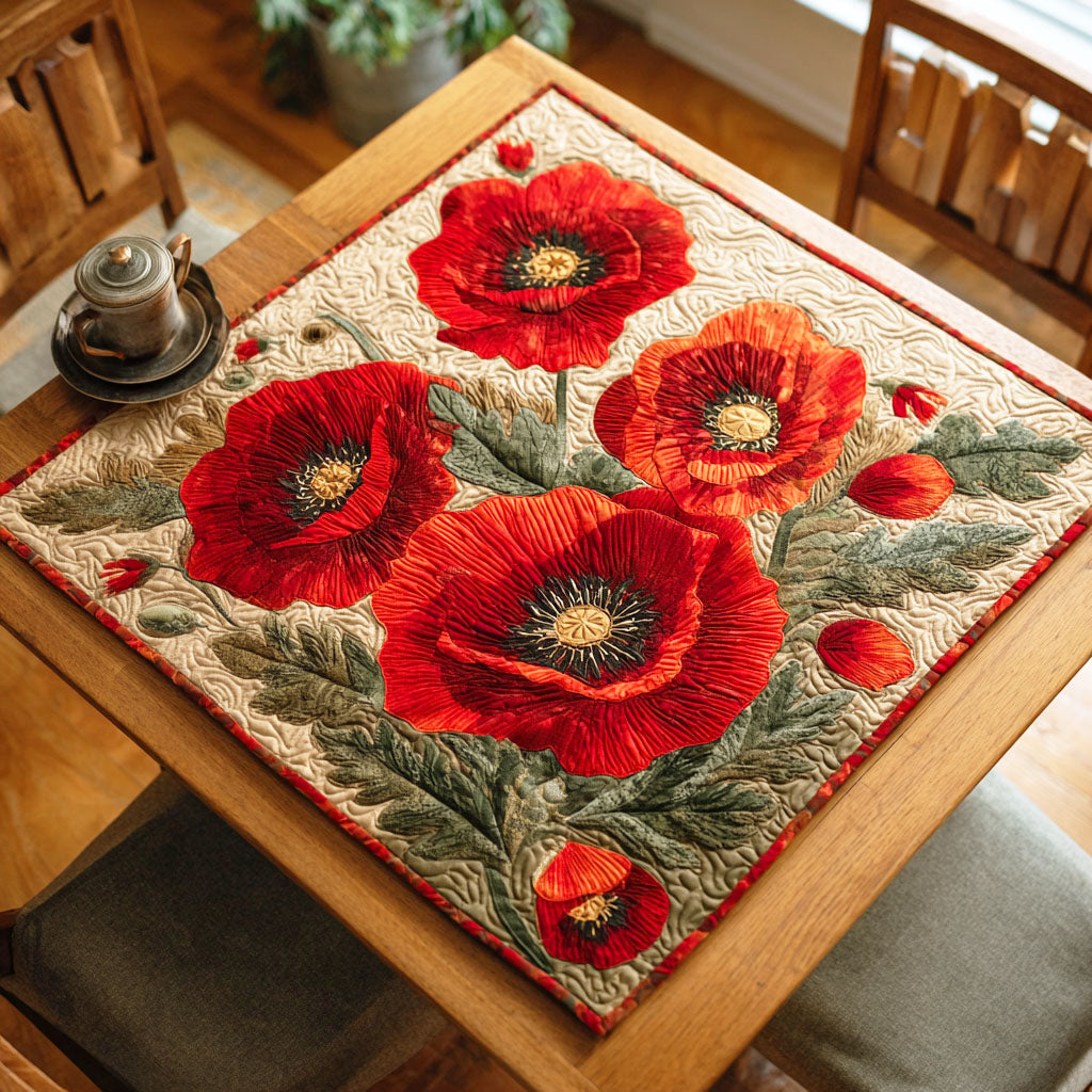 Scarlet Poppy Dream Quilted Table Topper NCU0NTD450