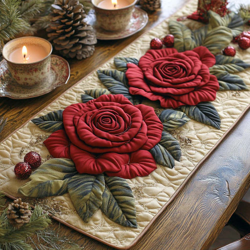 Scarlet Roses Quilted Table Runner NCU0NXD275