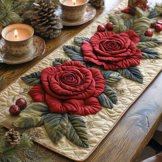 Scarlet Roses Quilted Table Runner NCU0NXD275