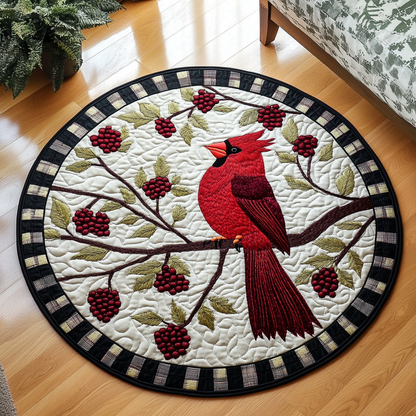 Scarlet Songbird Quilted Round Mat NCU0DK1072