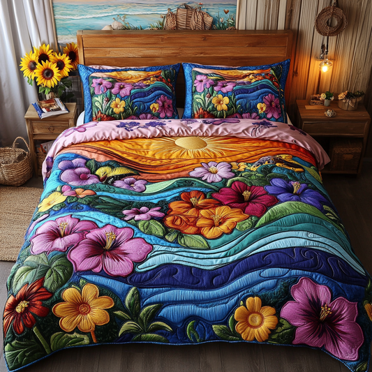 Scenic Florals 3-Piece Quilted Bedding Set NCU0PVL115