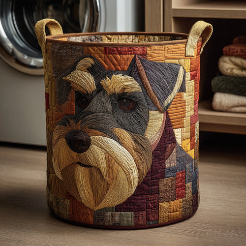 Schnauzer Autumn Tones Quilted Laundry Basket NCU0HNH539