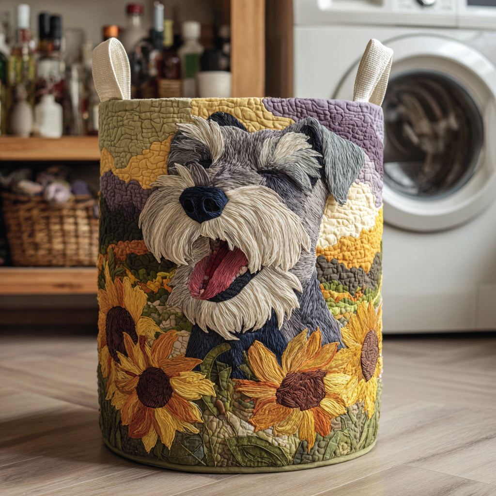 Schnauzer Sunflower Yawn Quilted Laundry Basket NCU0HNH540