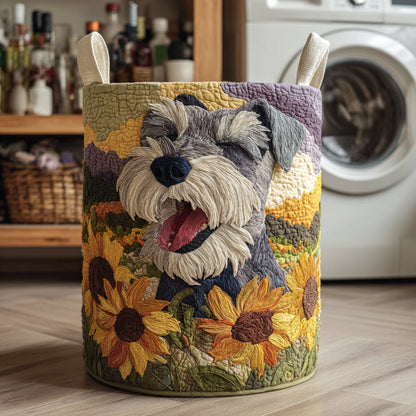 Schnauzer Sunflower Yawn Quilted Laundry Basket NCU0HNH540