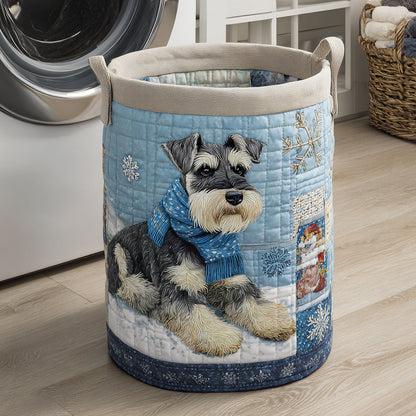 Schnauzer Winter Scarf Quilted Laundry Basket NCU0HNH534