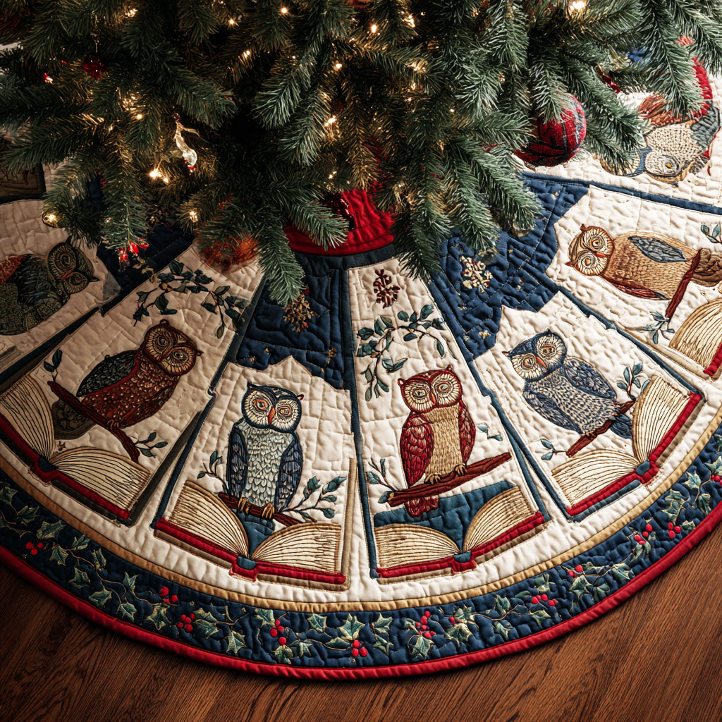 Scholar Forest Owl Christmas Quilted Tree Skirt NCU0NTD1003