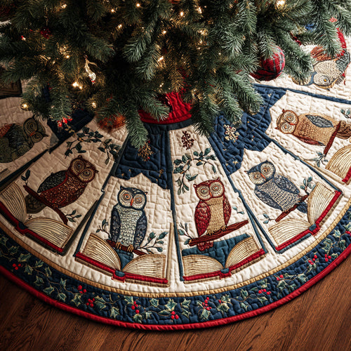 Scholar Forest Owl Christmas Quilted Tree Skirt NCU0NTD1003
