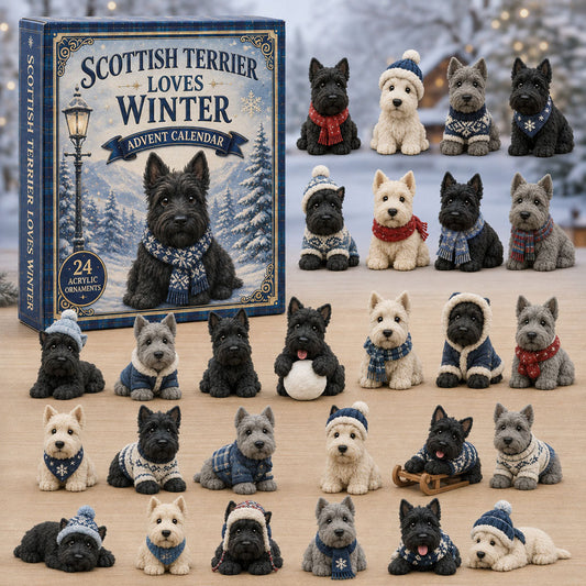 CHRISTMAS KICKOFF 40% OFF - Scottish Terrier Winter Advent Calendar 2026 - 24-Day Festive Countdown, Acrylic Charms Blind Box - Gift For Dog Lovers AC0TM253