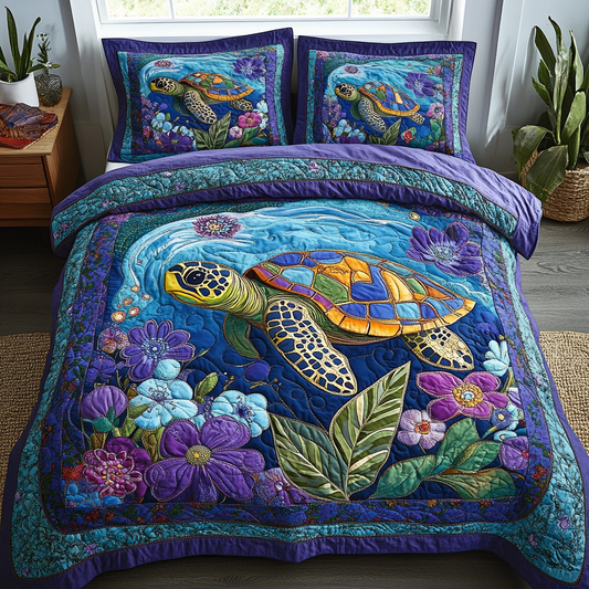 Sea Turtle Garden Quilted Bedding Set NCU0DV064