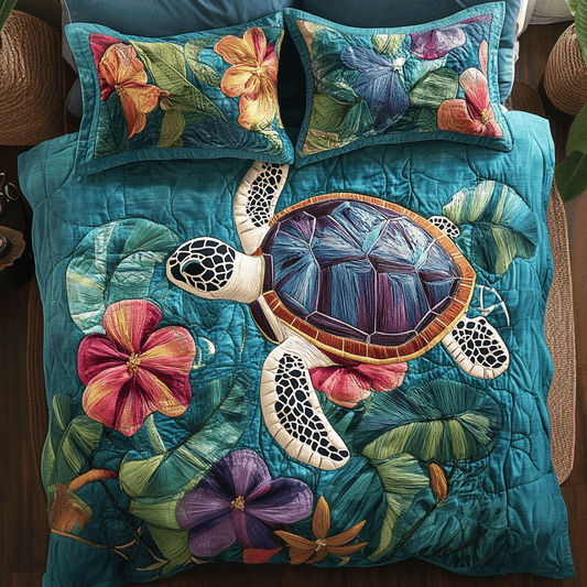 Sea Turtle Sanctuary 3-Piece Quilted Bedding Set NCU0TL1841