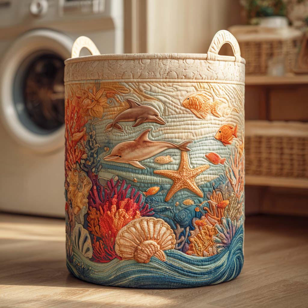 Sea Breeze Quilted Laundry Basket NCU0NTD122