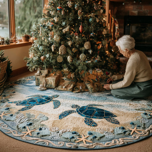Sea Breeze Turtle Christmas Quilted Tree Skirt NCU0DV1414