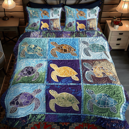 Sea Turtle Sanctuary 3-Piece Quilted Bedding Set NCU0TL1479
