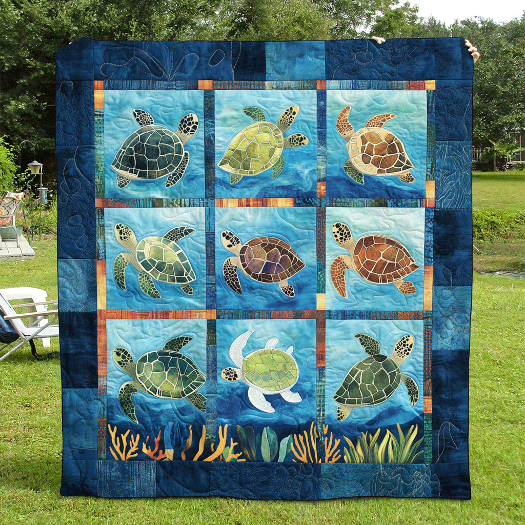 Sea Turtle Sanctuary Quilted Blanket NCU0TL1032