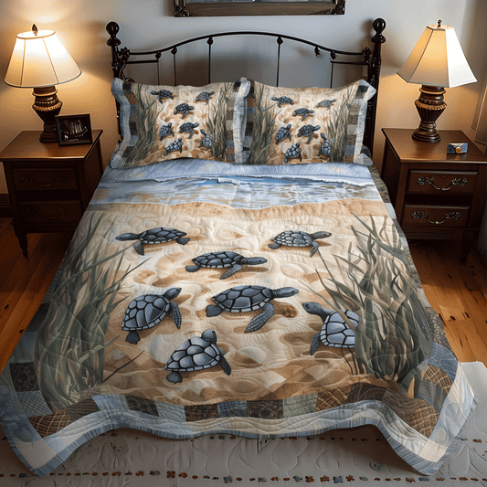 Sea Turtle Sojourn 3-Piece Quilted Bedding Set NCU0TH1327