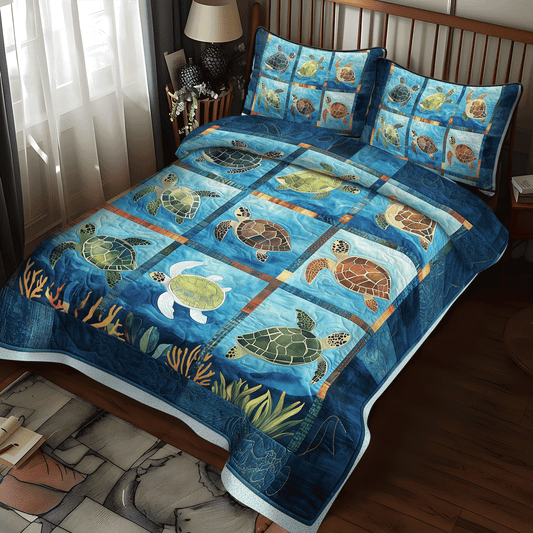 Sea Turtle Treasure 3-Piece Quilted Bedding Set NCU0TL1136