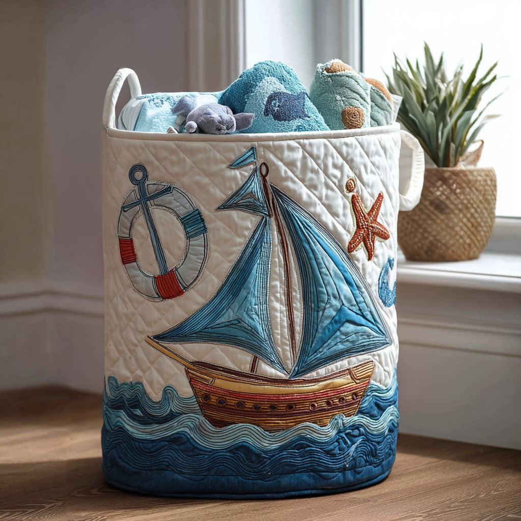 Seafarers Charm Quilted Laundry Basket NCU0PTT1016