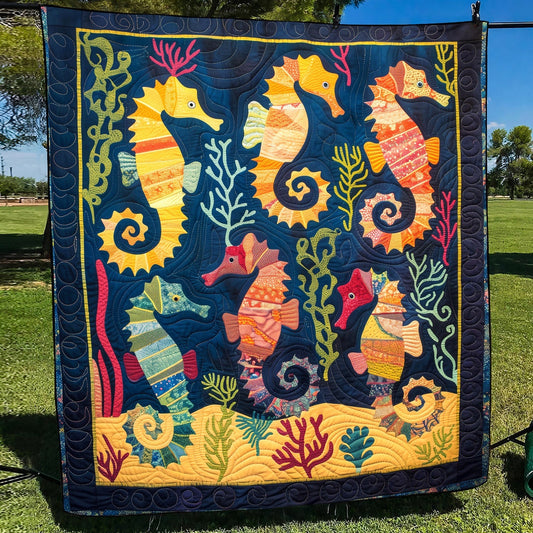 Seahorse Dance Quilted Blanket NCU0TH1248