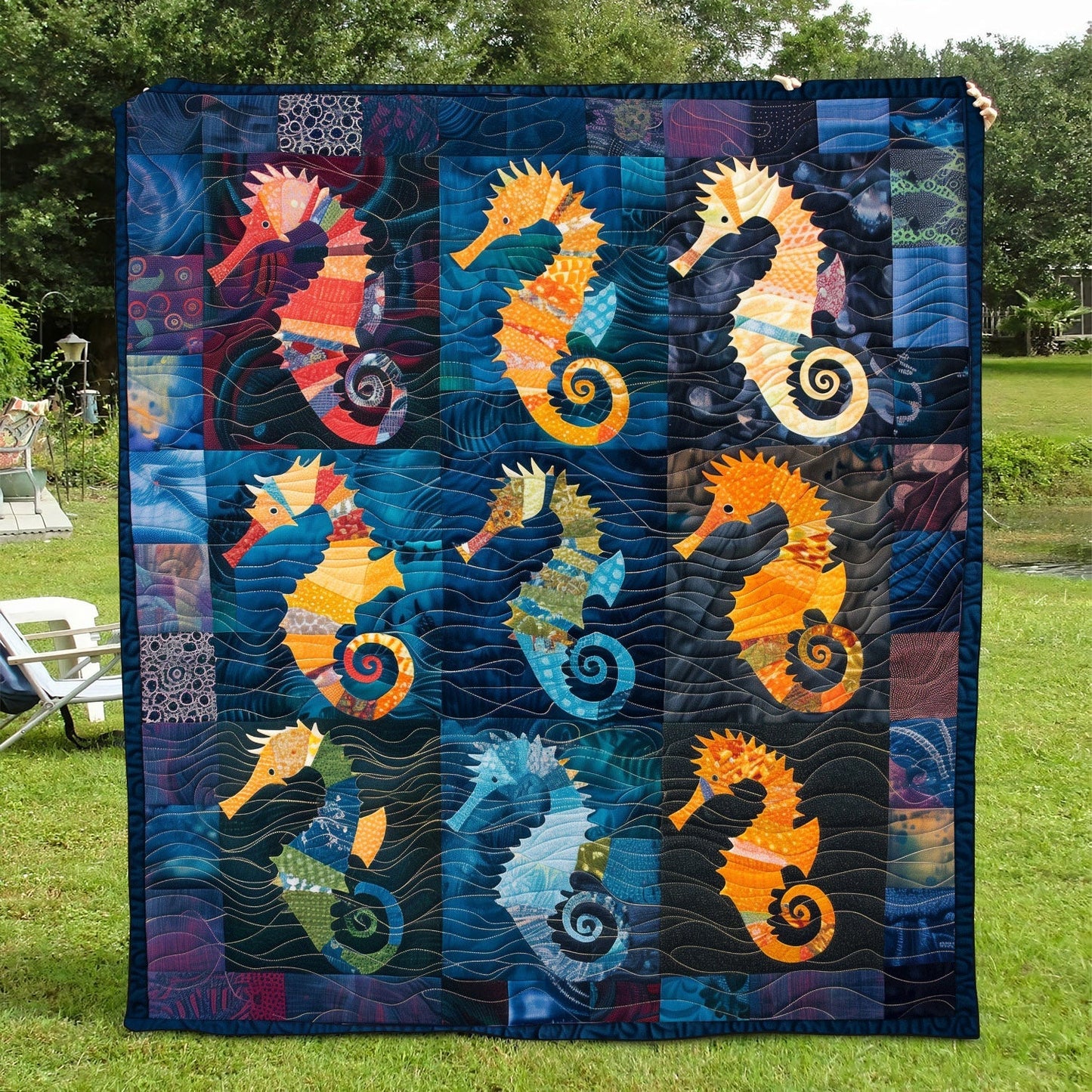 Seahorse Serenade Quilted Blanket NCU0TH1242