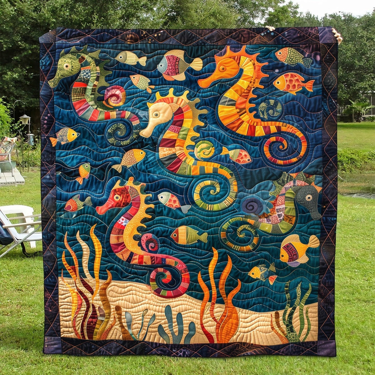 Seahorse Splash Quilted Blanket NCU0TH1245