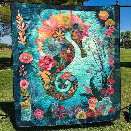 Seahorse in Bloom Quilted Blanket NCU0TH1255