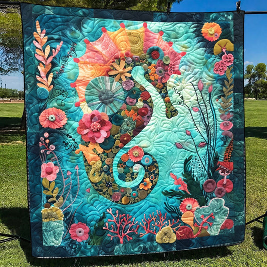 Seahorse in Bloom Quilted Blanket NCU0TH1255