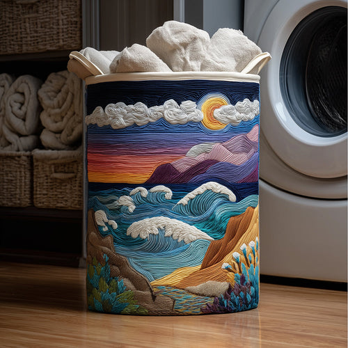 Seashore Serenity Quilted Laundry Basket NCU0TH2990