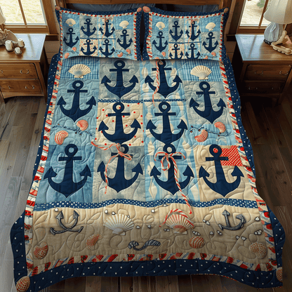 Seaside Anchors 3-Piece Quilted Bedding Set NCU0TH1223