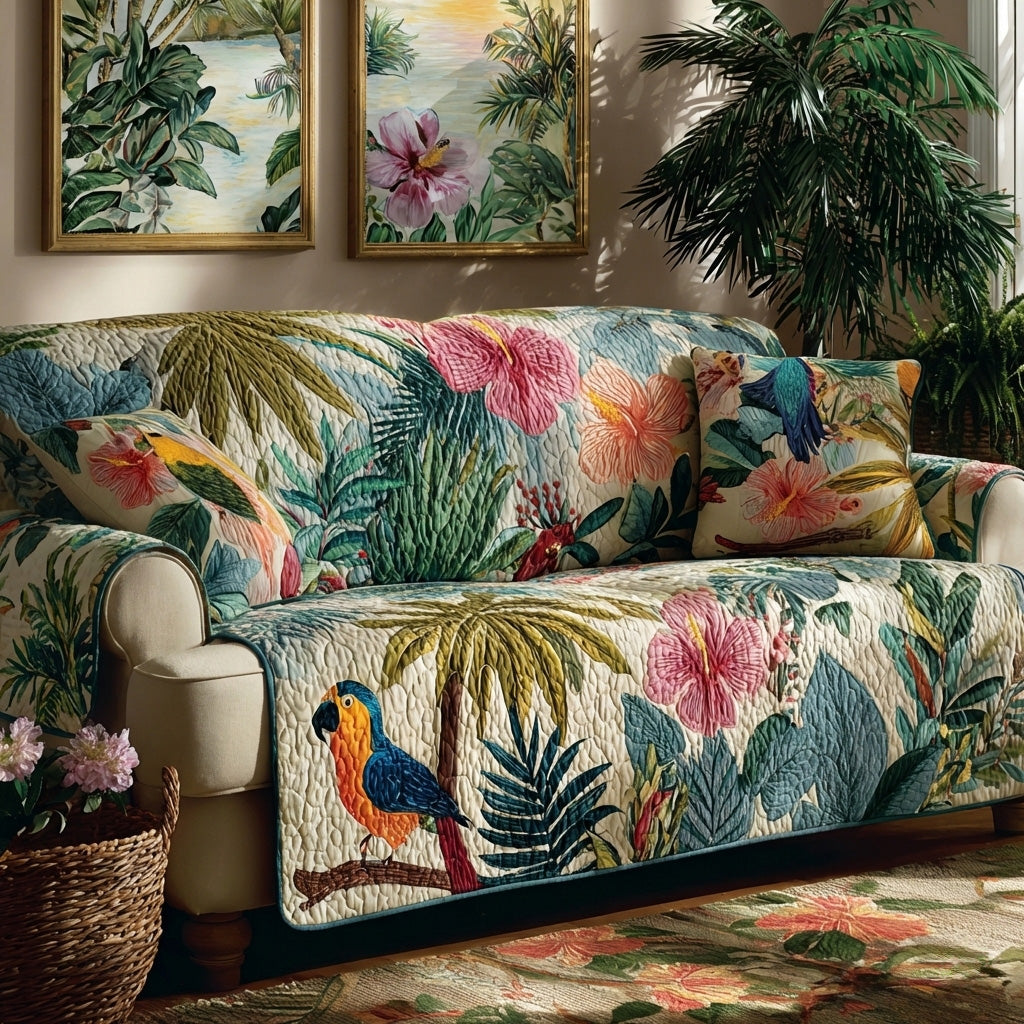 Seaside Botanicals Quilted Sofa Cover NCU0LDH445