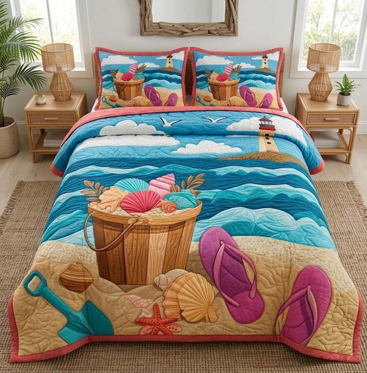 Seaside Chill 3-Piece Quilted Bedding Set NCU0DQQ0837