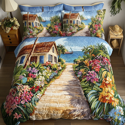 Seaside Garden 3-Piece Quilted Bedding Set NCU0NVH461