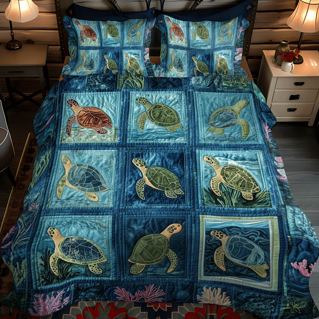 Seaside Serenity 3-Piece Quilted Bedding Set NCU0TL1472