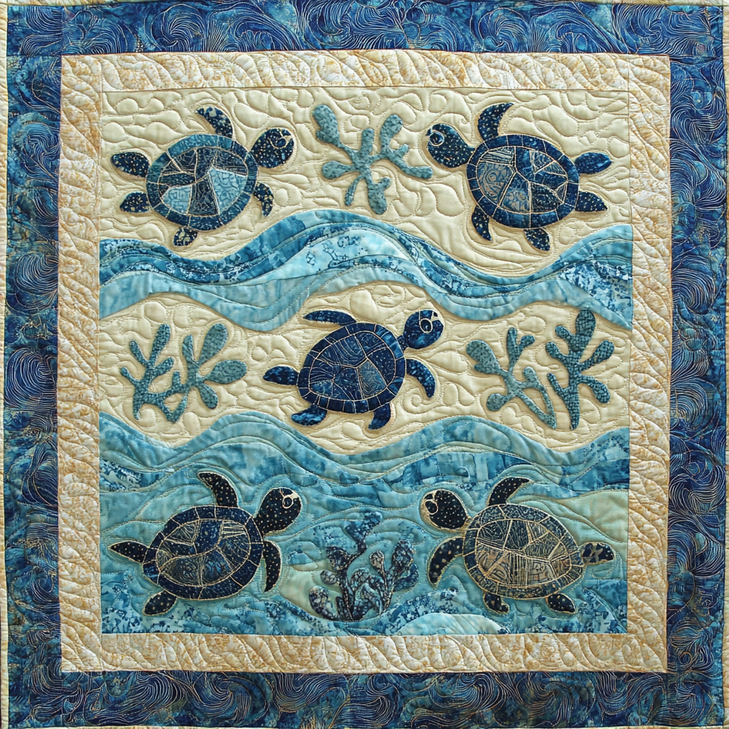 Seaside Turtle Quilted Blanket NCU0DDK129