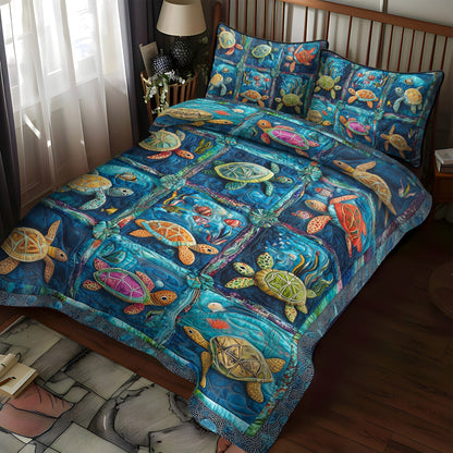 Seaside Turtle Retreat 3-Piece Quilted Bedding Set NCU0PT1856