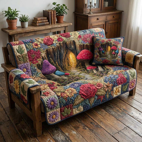 Secret Mushroom Path Quilted Sofa Cover NCU0DQQ0692