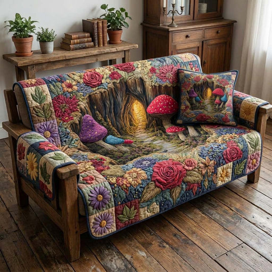 Secret Mushroom Path Quilted Sofa Cover NCU0DQQ0692