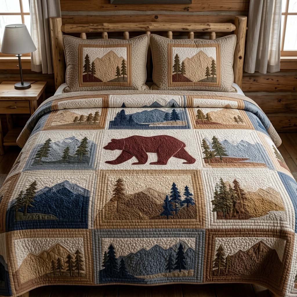 Serene Bear Highlands 3-Piece Quilted Bedding Set NCU0DQQ0737