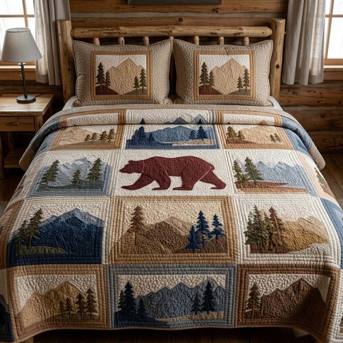 Serene Bear Highlands 3-Piece Quilted Bedding Set NCU0DQQ0737