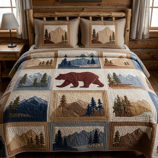 Serene Bear Highlands 3-Piece Quilted Bedding Set NCU0DQQ0737